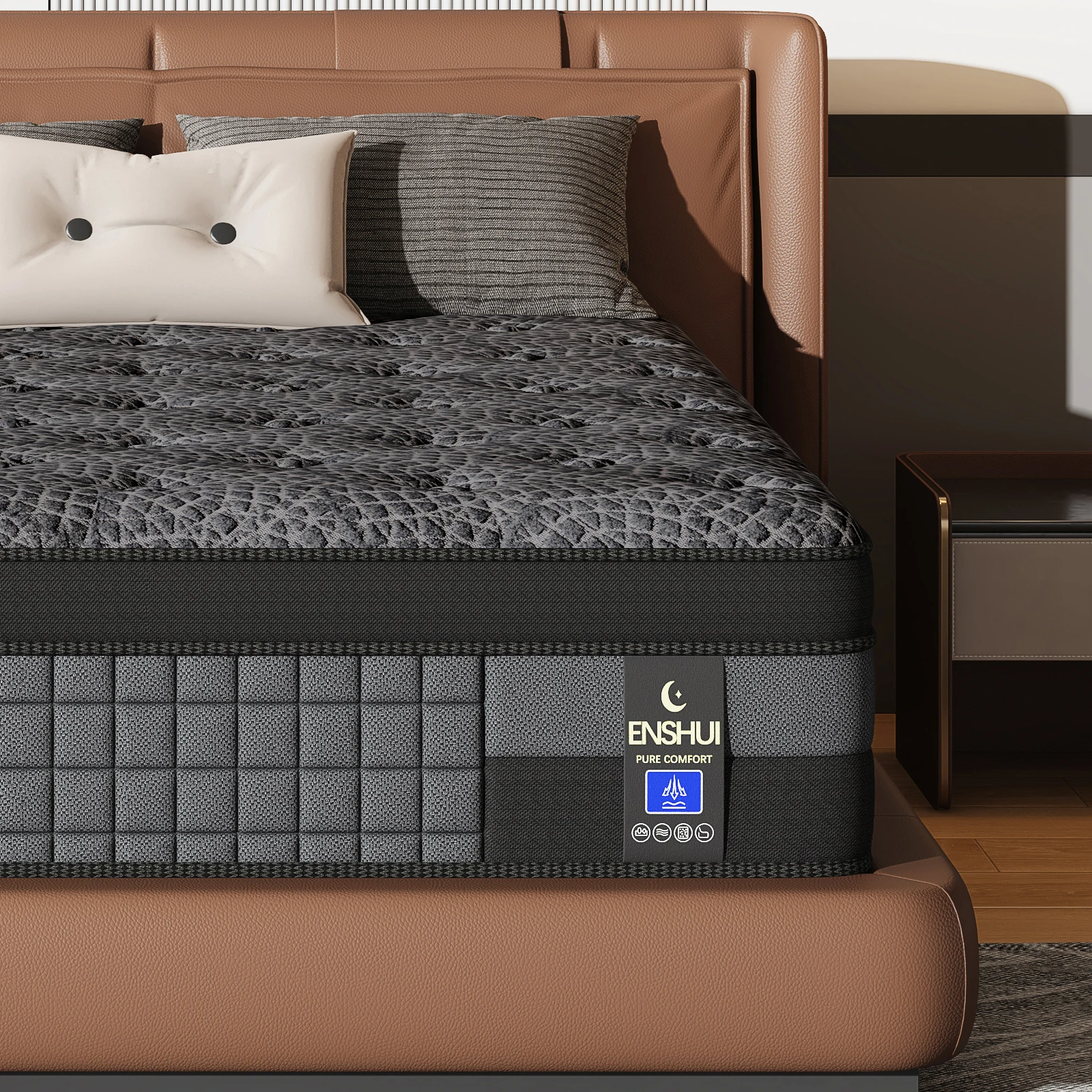 12"14"Gel Memory Foam & Pocket Spring Mattress For Back Pain Relief, Twin Full Queen King Size,Cooling & Breathable, CertiPUR-US