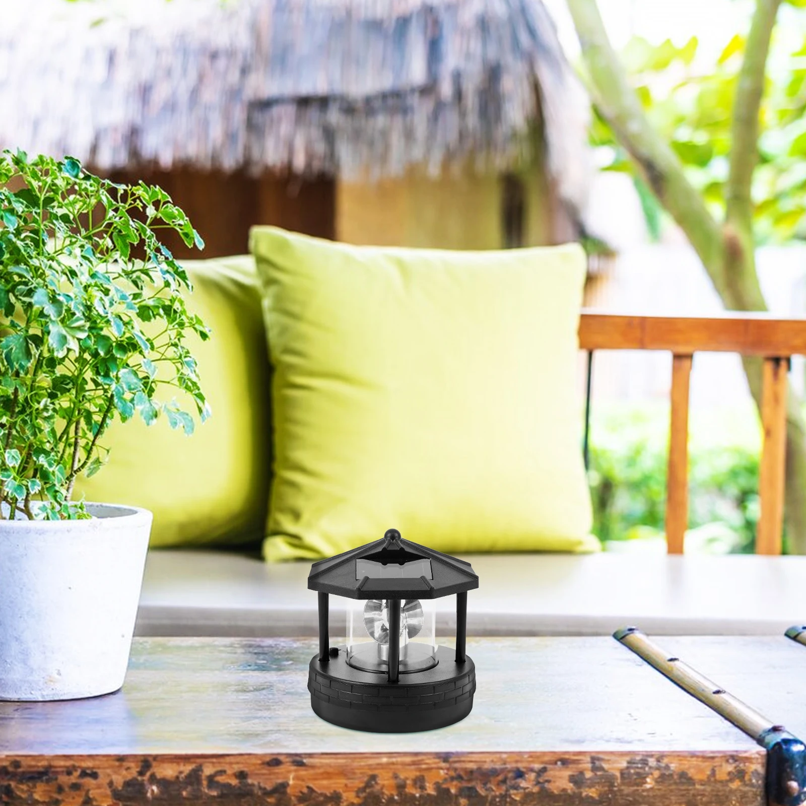 Image 6: Phare rotatif lumière solaire capteur automatique économe en énergie éclairage à 360 degrés pour jardin cour paysage extérieur