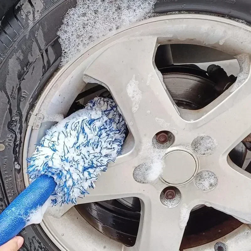 Car Care Duster Microfiber  Plush Premium Wheel Brush Anti-skid Handle Conveniently Clean Wheel Rim Cleaning Car Accessories