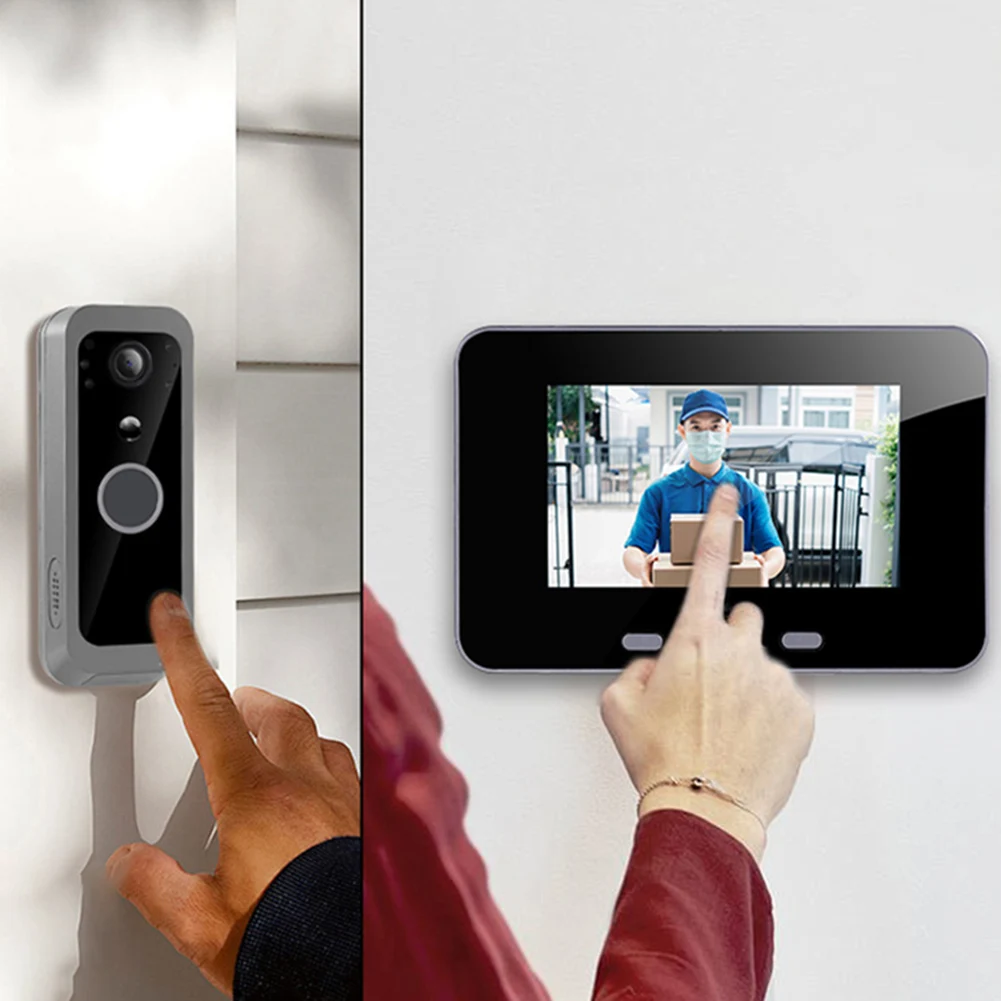 2.4G نظام الاتصال الداخلي جرس الباب اتجاهين جرس الباب الصوتي مع شاشة الكاميرا رؤية ليلية بالأشعة تحت الحمراء لشقة مكتب المنزل فيلا