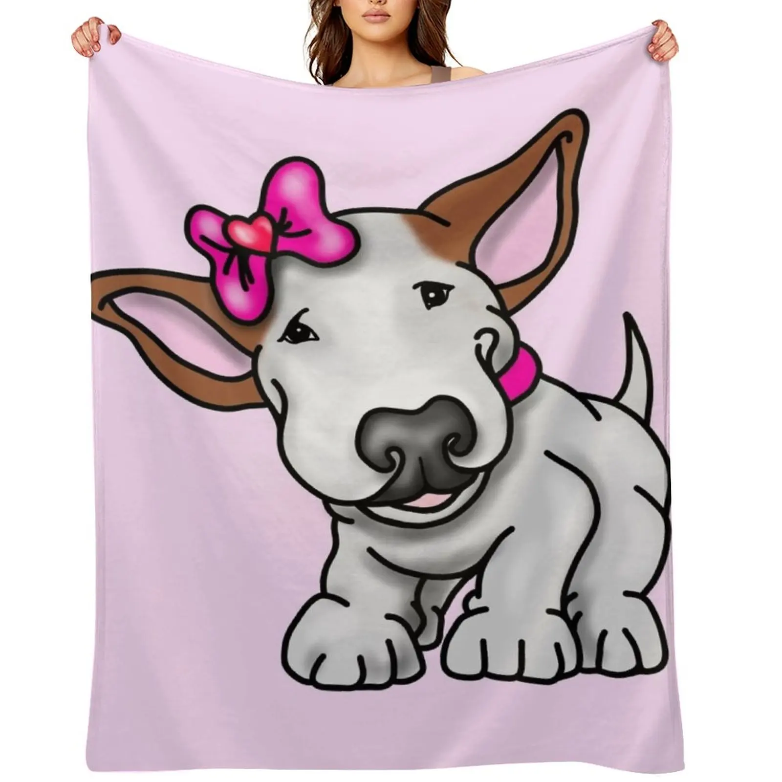 Bow Bullterrier Throw Blanket wednesday Cute Nap Polar Blankets