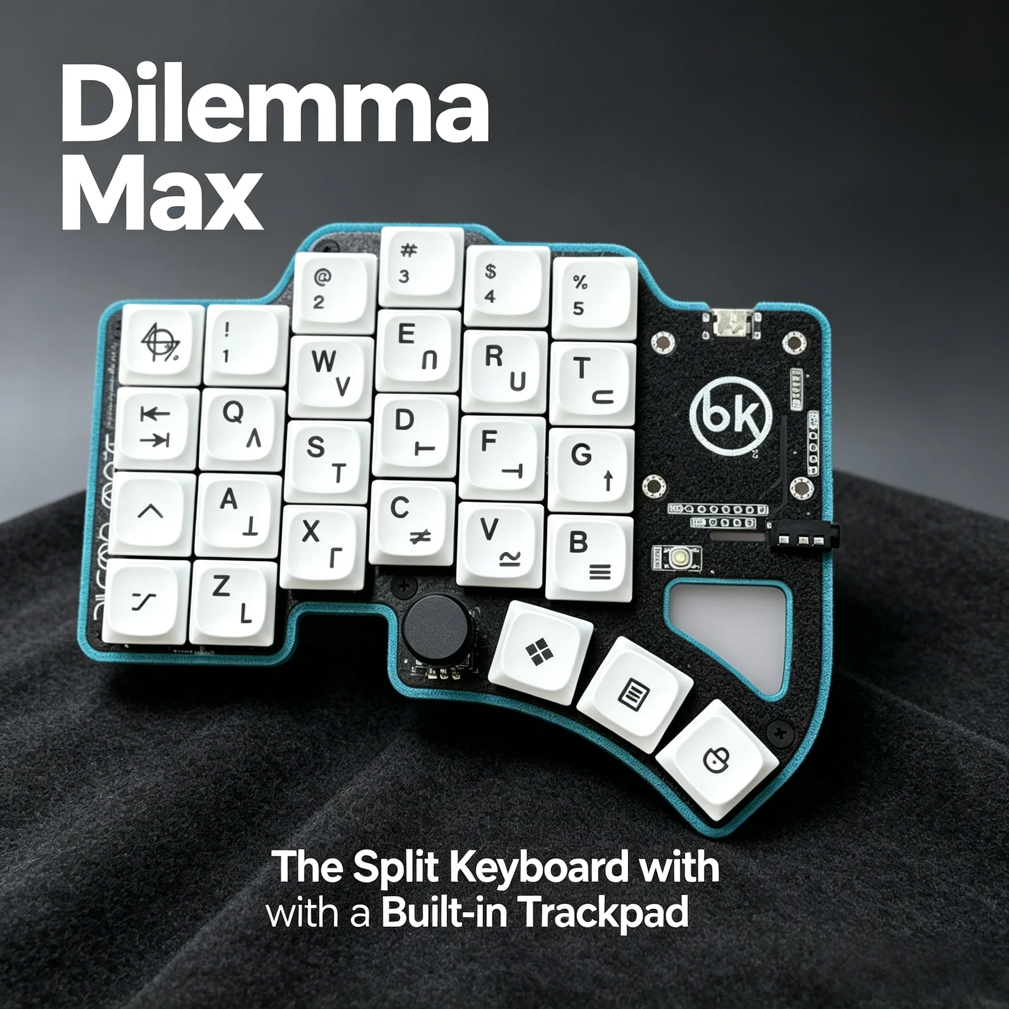 Custom Dilemma Max Split Mechanical Keyboard Kit, Wired RGB Hot-Swappable, with Knob & Touchpad, VIA Programmable, MX Switches