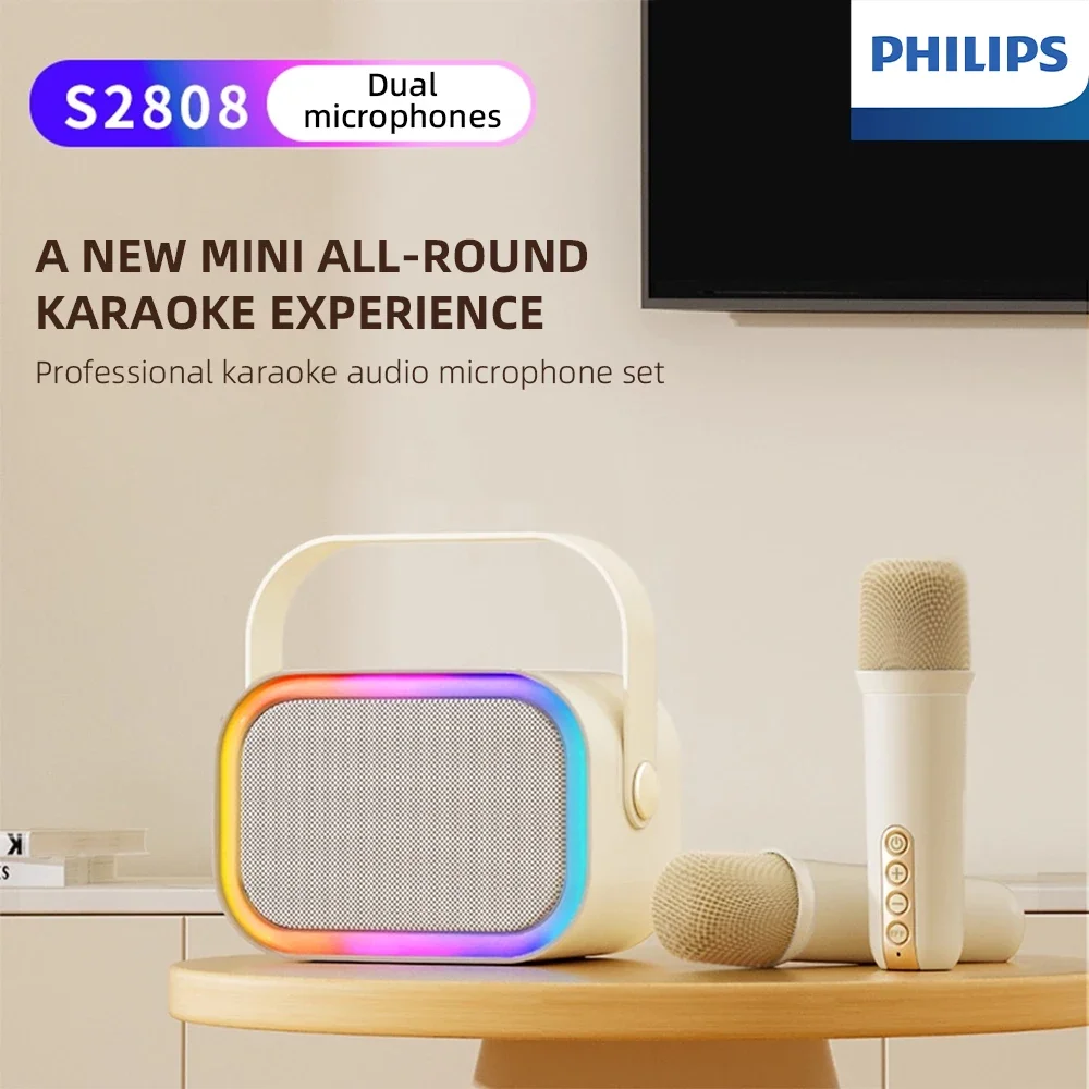 

Портативная беспроводная Bluetooth-колонка Philips TAS2808 для караоке с 2 микрофонами, эффектом реверберации, 1800 мАч, для дома и улицы, музыкальная акустическая система
