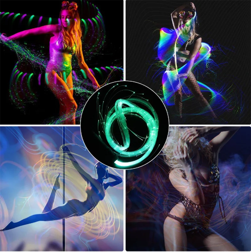 LED Fiber Optic Whip 360 Degree Pixel Light-up Flow Toy Rave Dance Party Lighting Show Rechargeable  Music Festival black new