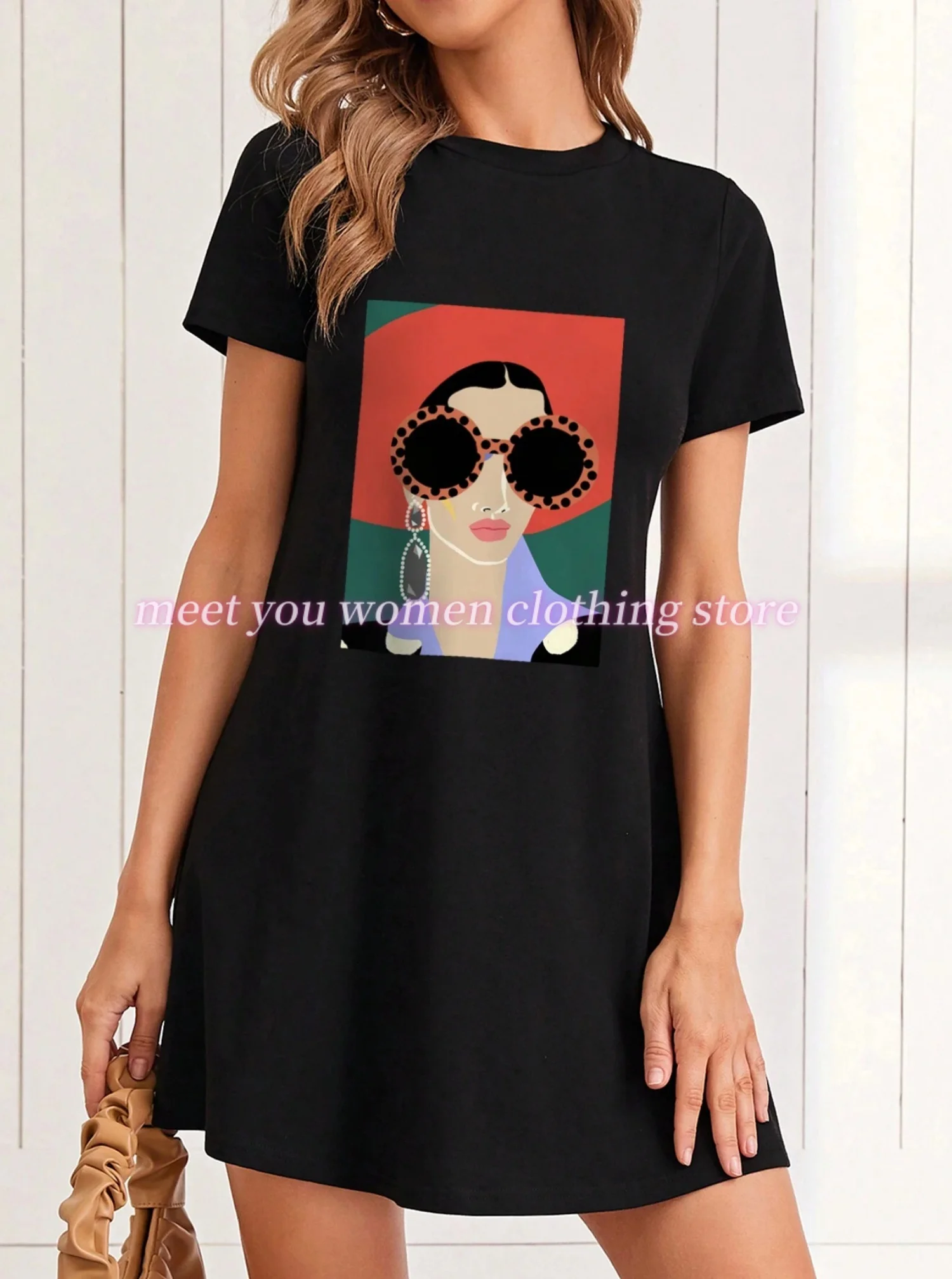 2025 女性のナイトガウン夏半袖睡眠ラウンドネックカジュアル Tシャツドレス寝間着ホーム服パジャマ & ラウンジウェア