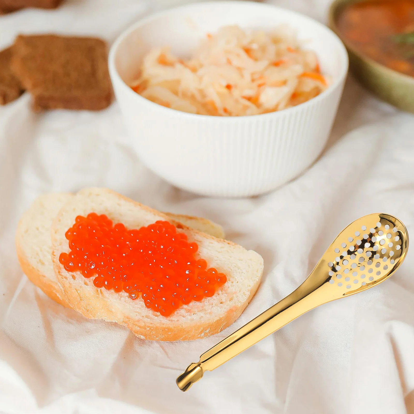 

2pcs Slotted Spoon Stainless Steel Portable Kitchen Serving Spoon For Buffet Salad Fruit Daily Use Household Utensils Cooking