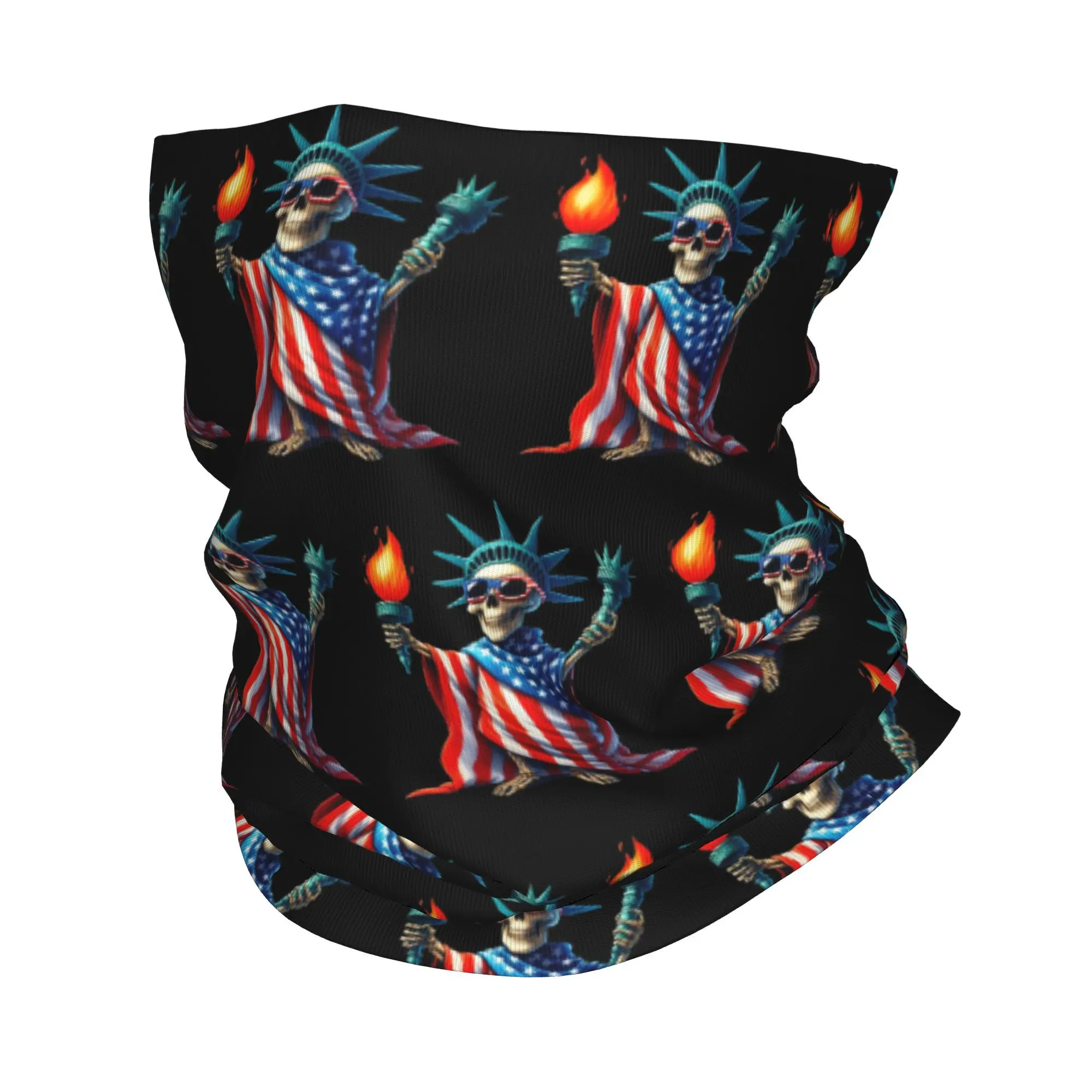 Custom Skull America  Flag  Neck Gaiter Men Women UV Protection Winter  Bandana Scarf for Hiking