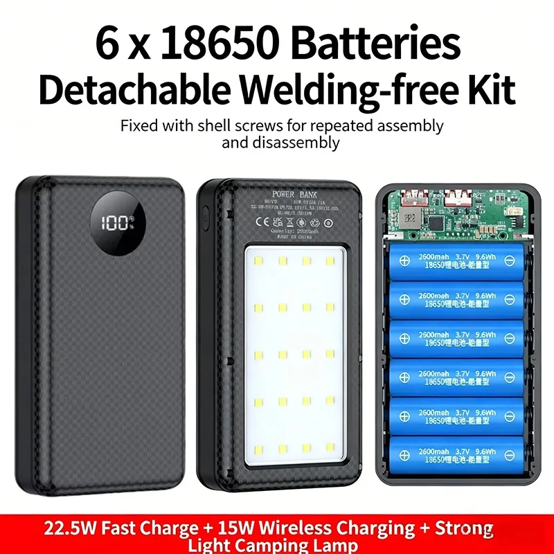 18650 Power Bank Battery Box 10W 6*18650 Power Bank Battery 6*18650 Power Bank Battery Box Holder Dual USB Accessories Holder