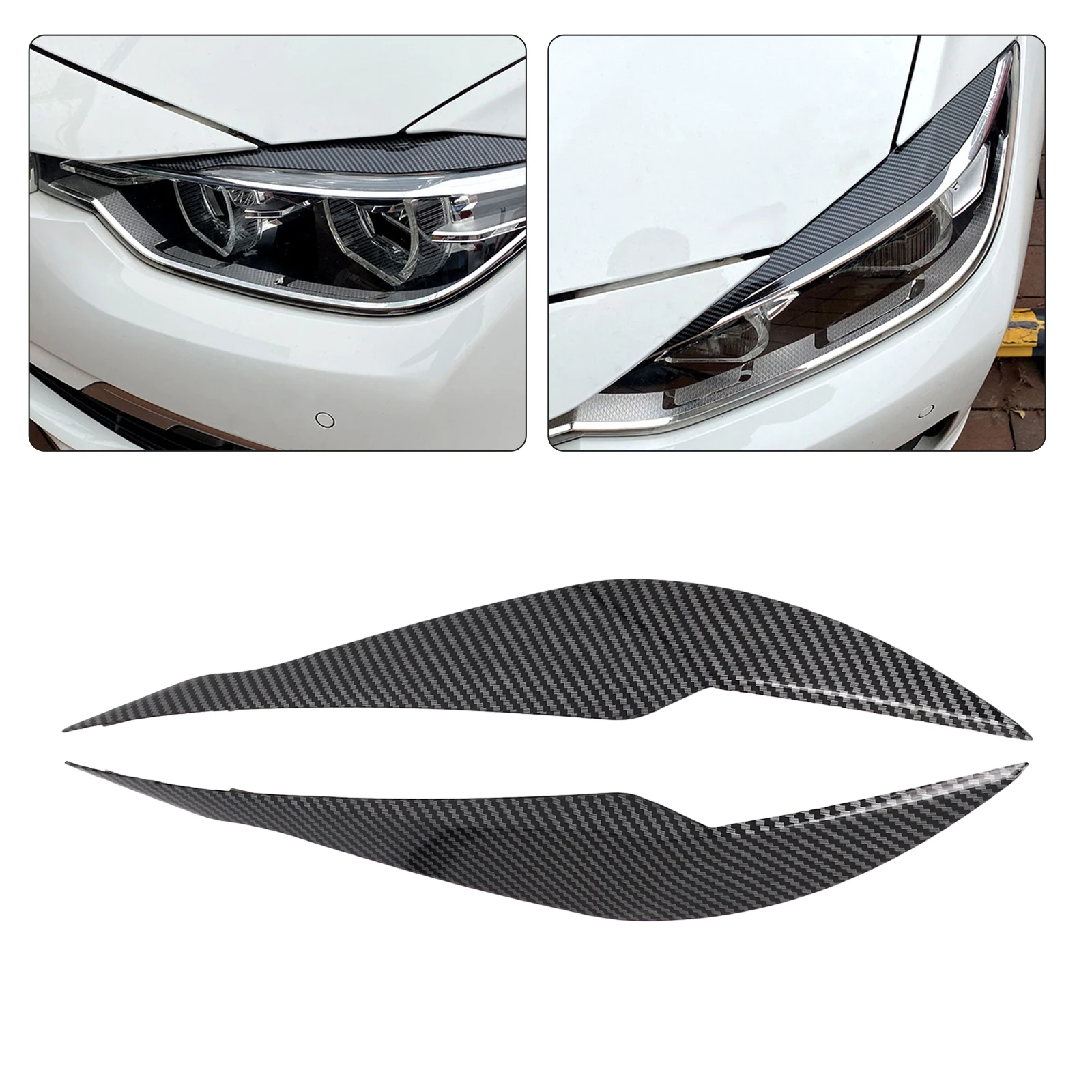 Car Stickers Headlight Cover For BMW 3 Series F30 Sedan F31 Wagon 10.2011-07.2018 Carbon Fiber Simple Installation UV Resistant