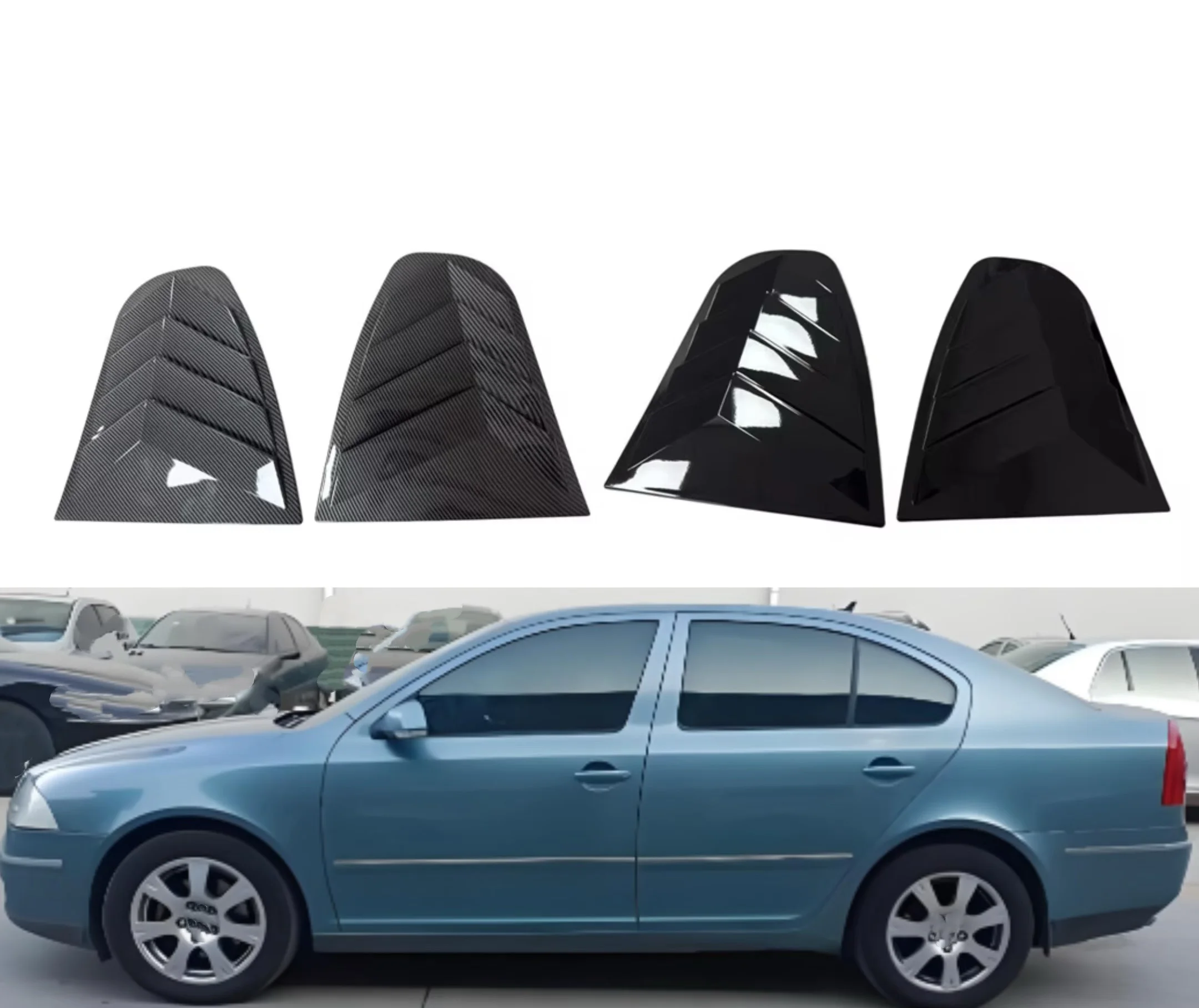

Gloss Black Car Side Window Louver Fit For Skoda Octavia 2008 2009 2010 2011 2012 Car Rear Window Shutter Cover Spoiler