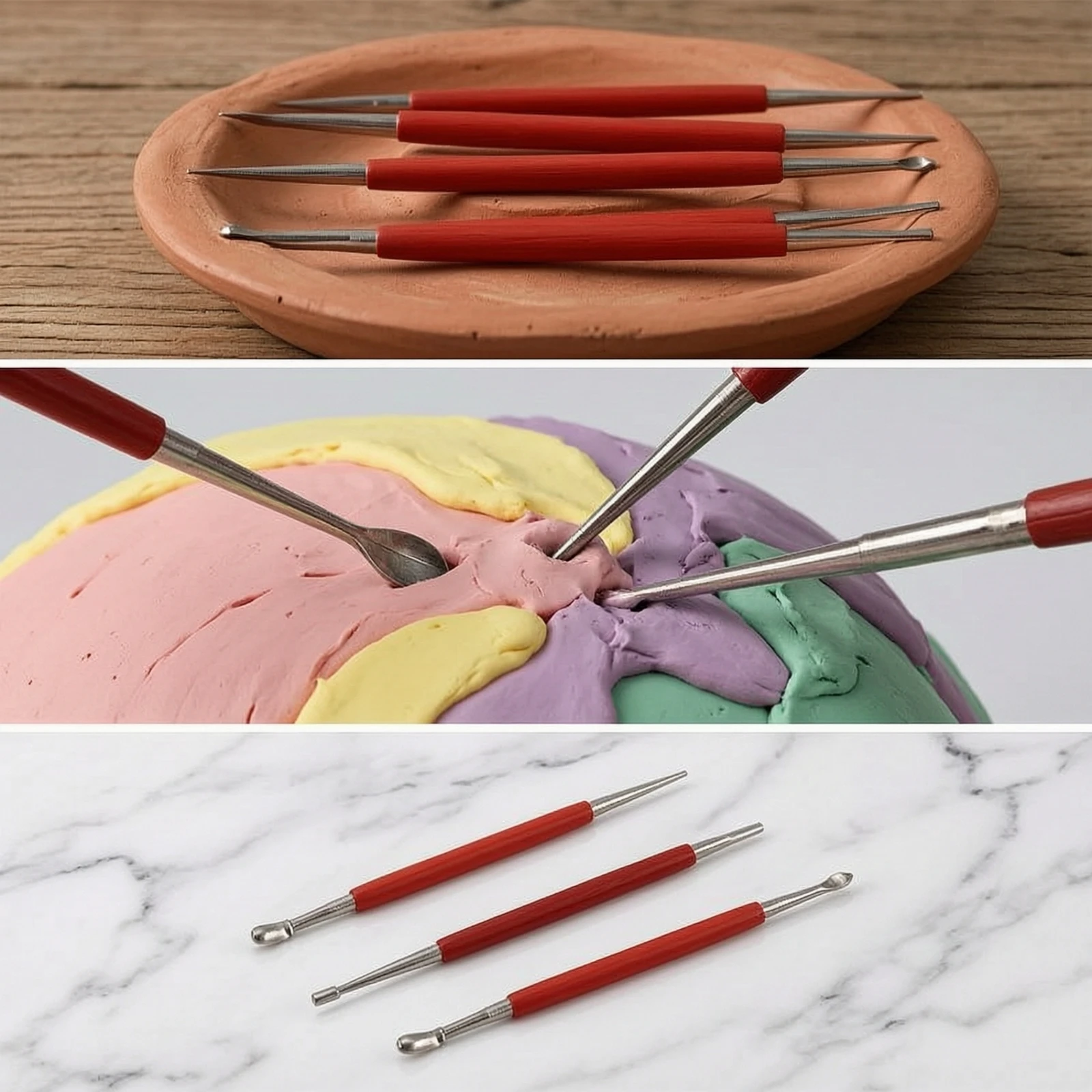 4 Pieces Clay Sculpting Tool Stainless Steel Clay Modeling Tool Stylus Sturdy Long-Lasting for Sculptors