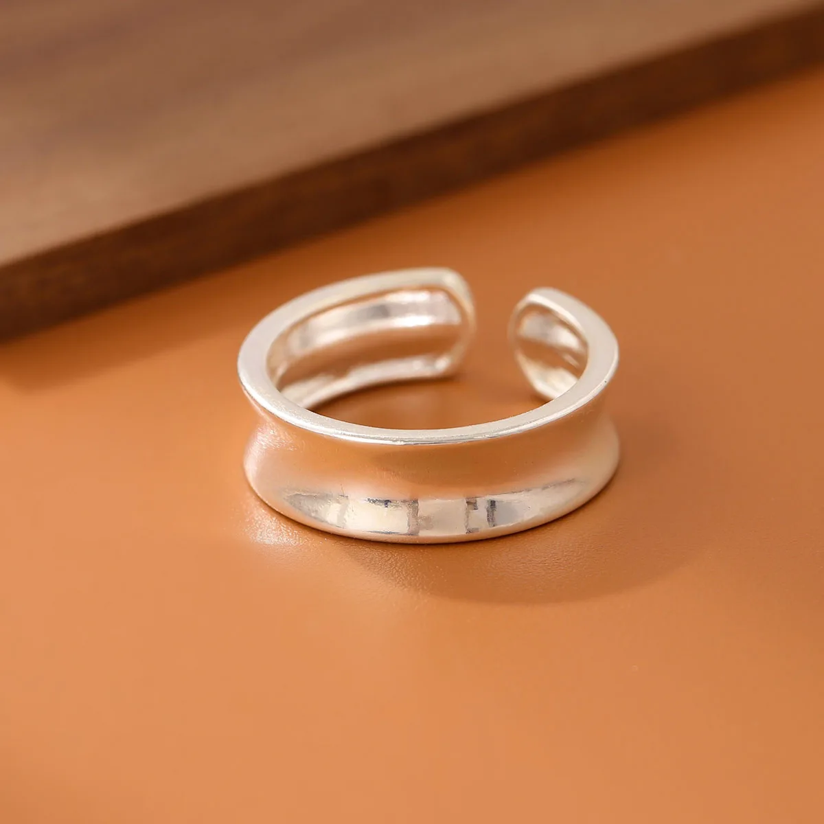 925 Sterling Silver Jewelry Simple Concave Surface Popular Temperament Opening Rings R177