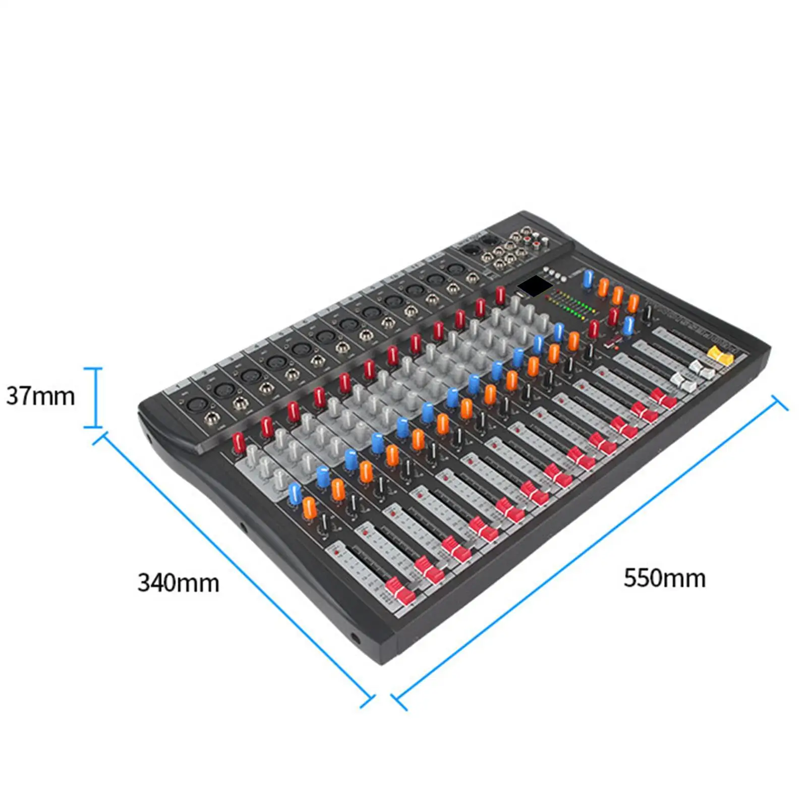 12 Channel Studio Audio Mixer Support 6.35mm V5.0 LCD Screen TRS Input DJ Sound Controller for Recording DJ Stage Karaoke Music