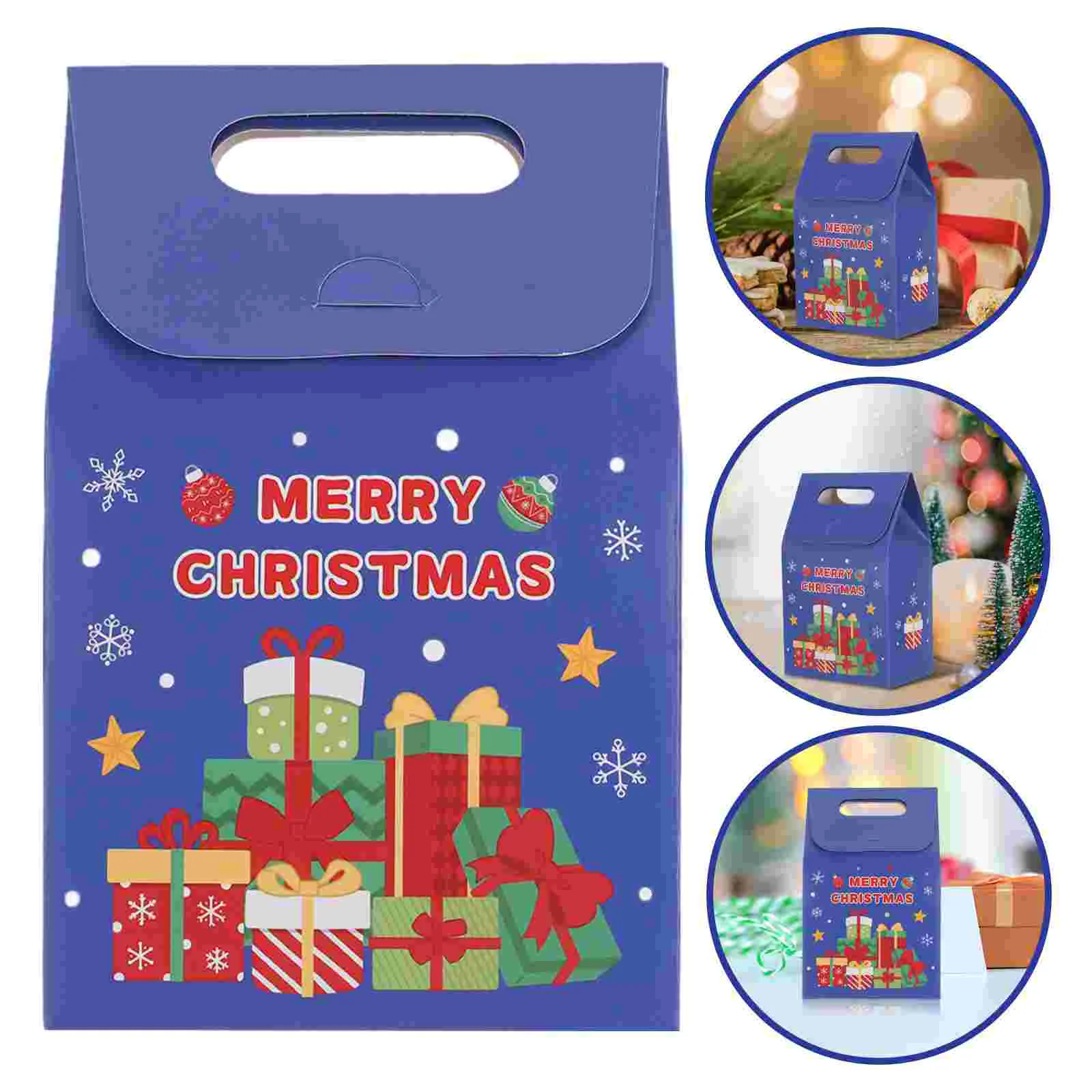 

10pcs Xmas Holiday Party Favor Bags Christmas Paper Candy Boxes For Cookies And Treats Christmas Present Packing Party Supplies