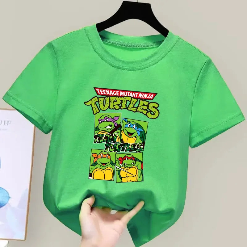 Teenage Mutant Ninja Turtles Cotton T Shirt Cartoon Anime Tee Shirt Kawaii Cartoon Kids Clothes Boys Girls Summer Tops Gift view 3