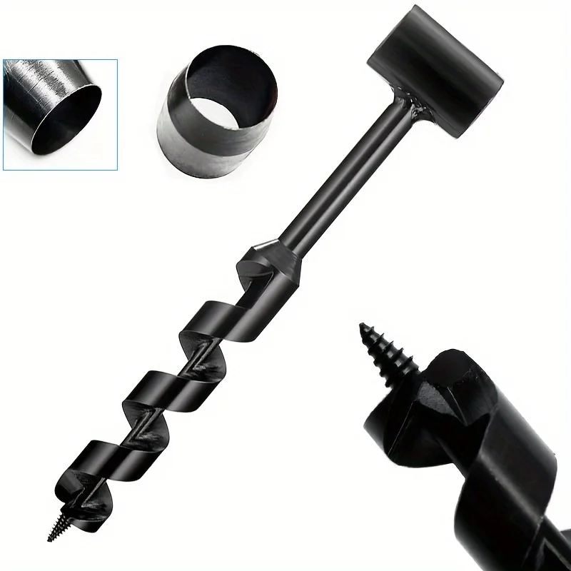 Outdoor Survival Manual Drill Bit Woodworking Extended Hand Drill Black Four-Edge Drill Bit Multifunctional Drill Bit