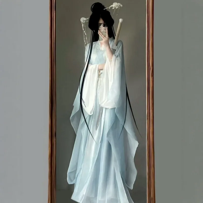 

Adult High-waisted Immortal-style Hanfu, Wei-Jin Cross-collar, Warring States Robe, Spring Soft Fabric