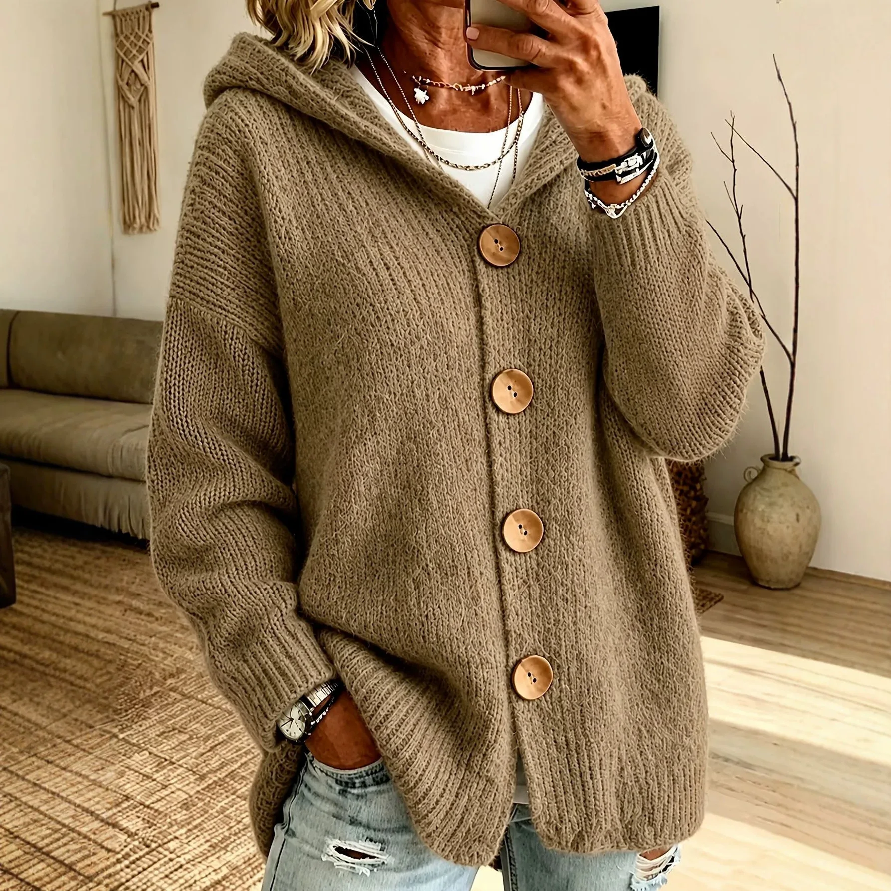 Women Single Breasted Sweaters Hoodies Thick Solid Jumpers Long Sleeve Cardigan Sweater Straight Casual Warm Office Lady Autumn