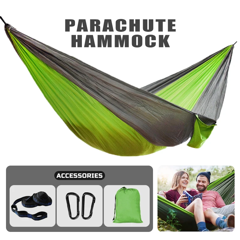 

Double Camping Hammocks With 2 Tree Straps Portable Indoor Outdoor Travel Hammock For Backpacking Beach Hiking Swing 260x140cm