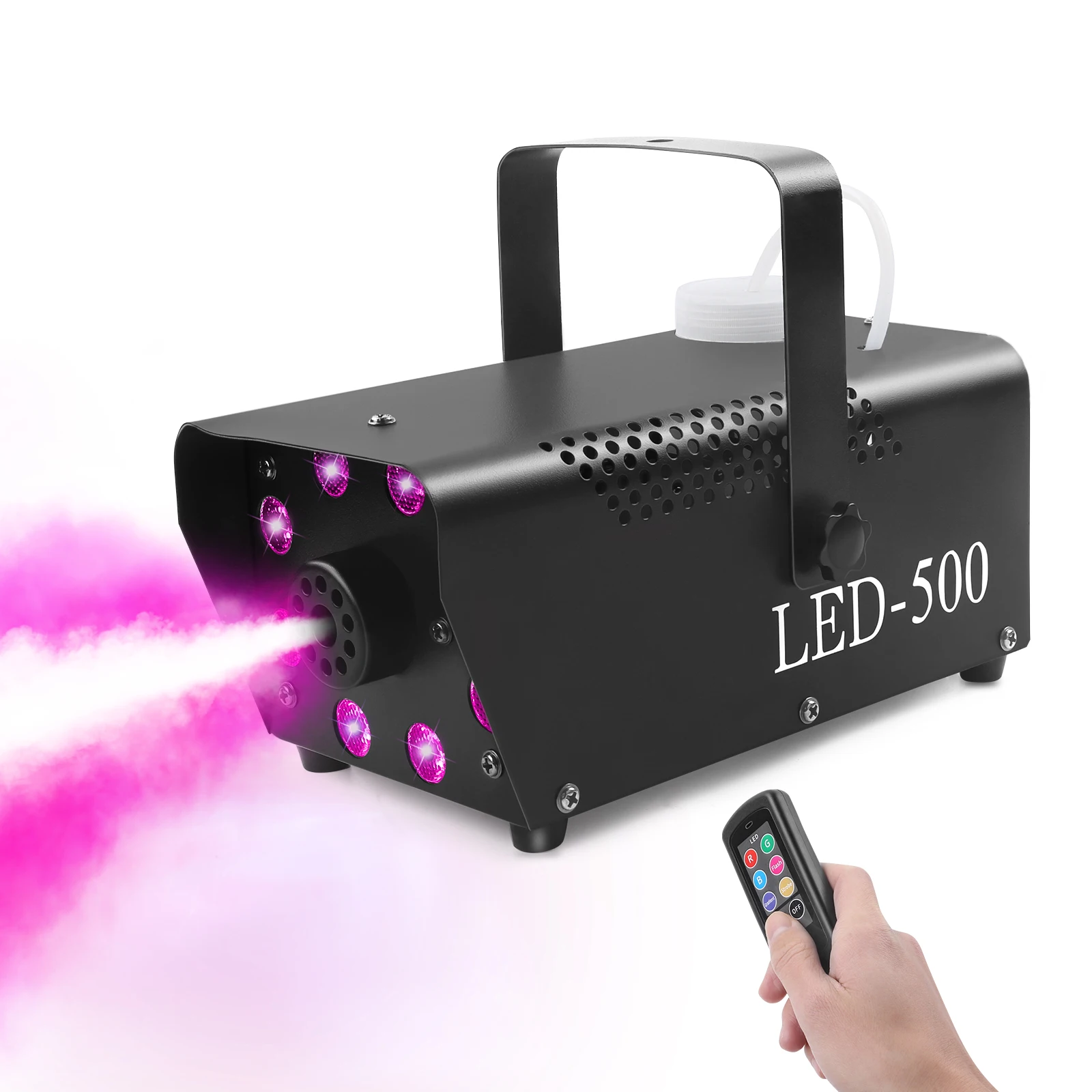 500W LED Smoke Machine with 8PCS RGB 3 in 1 LED Stage Colorful Spray Equipment Stage Performance Wedding Banquet Colorful Fog Ma