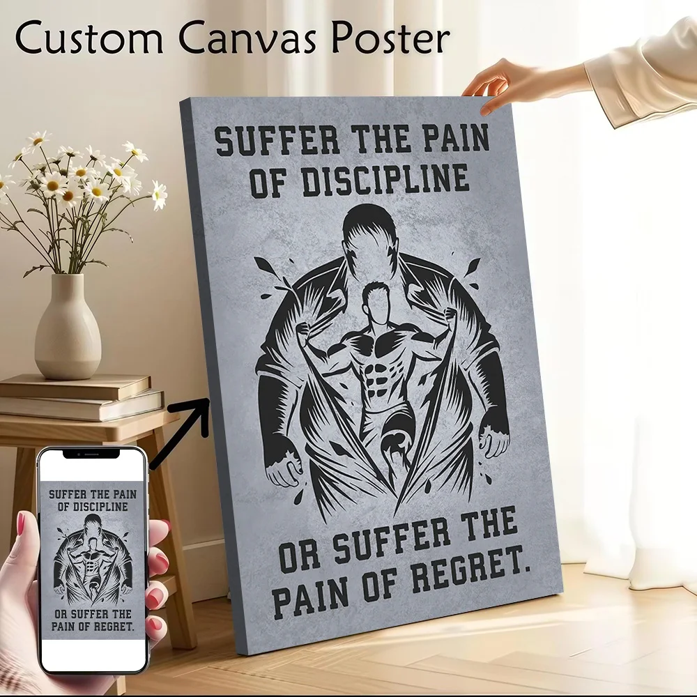 Discipline Vs Regret - Fitness Motivation Printed Canvas Poster Personalized High Quality Wall Art Paintings for Room Ornaments