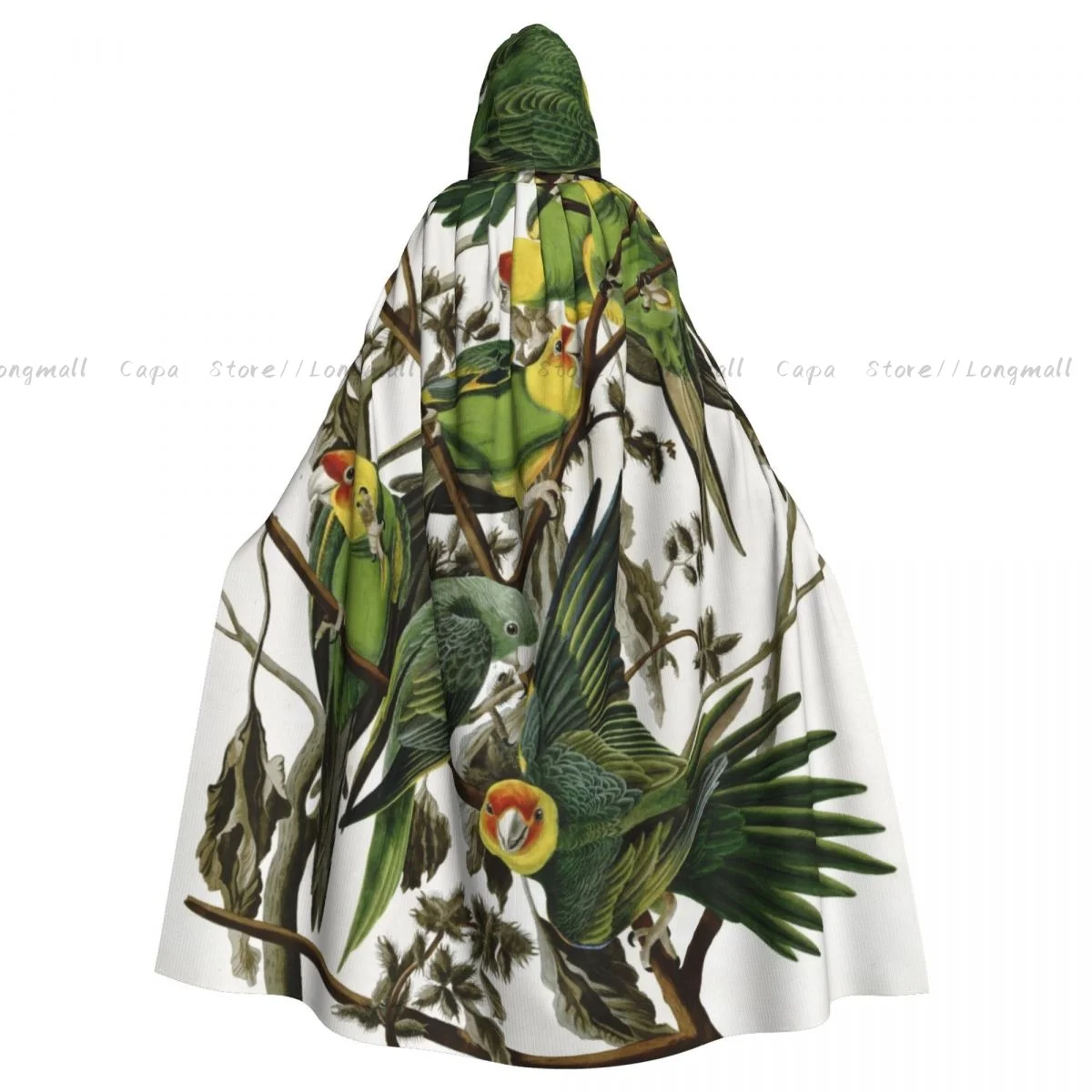 Adult Vampire Cape Hooded Robe Carolina Parakeets Halloween Cloak Full Length Cosplay