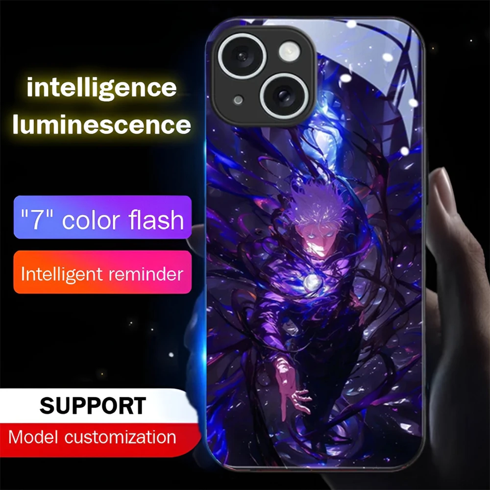 Beliebte Anime-Cartoon-Sound-Control-LED-Blitzhülle Leuchtende Glasabdeckung für iPhone Air 17 16 E 15 14 13 12 11 Pro Max Plus – Detail 9