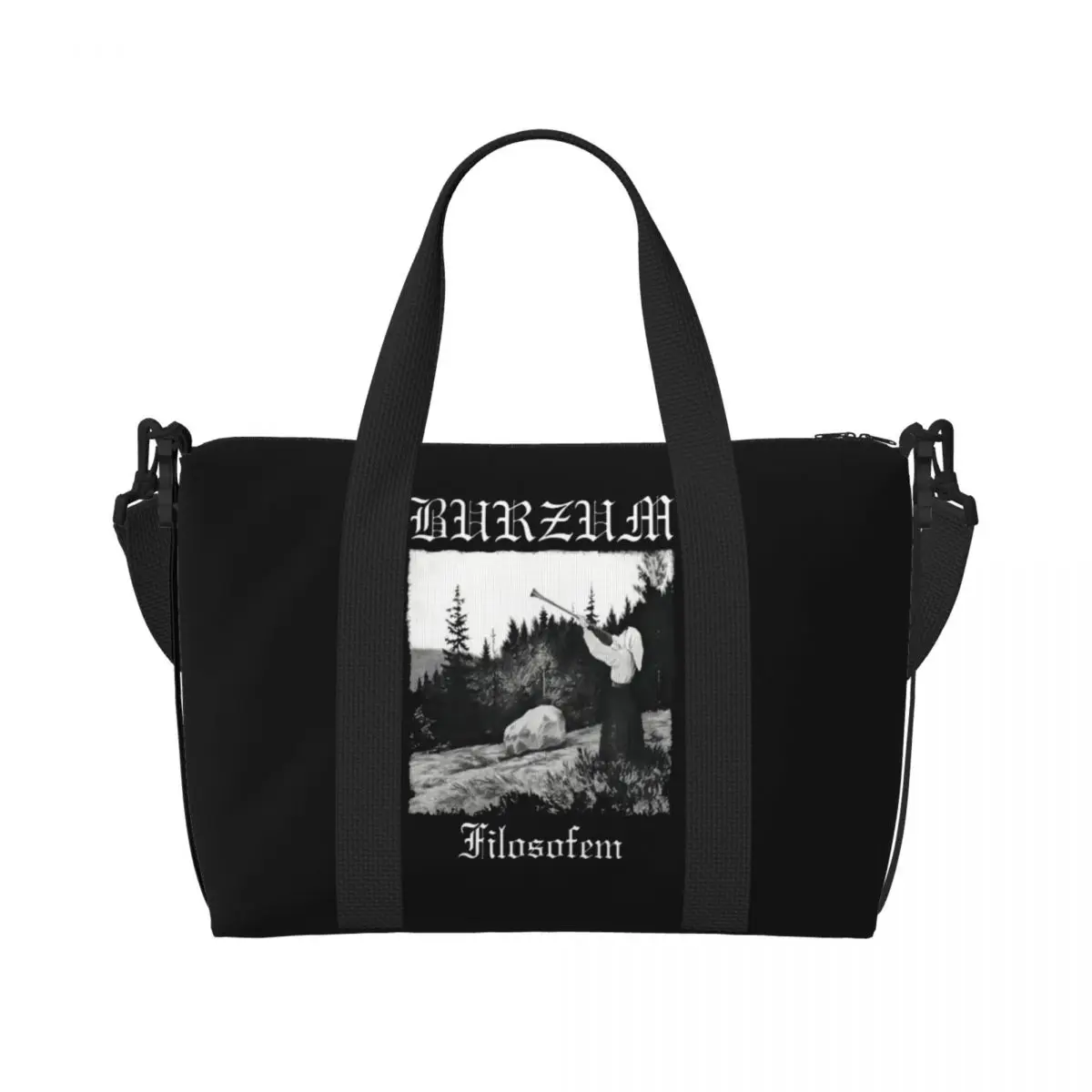 Custom Norway Black Metal Filosofem Burzums Band Rock Music Beach Tote Bag Women Large Compartment Gym Beach Travel Bags