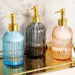 Nordic style light luxury glass lotion bottle hand sanitizer press bottle bathroom 330ml soap dispenser bathroom accessories set