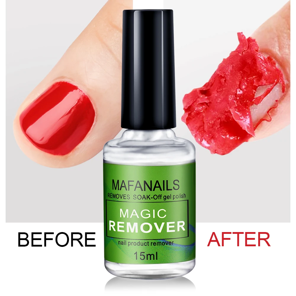 Dissolvant magique de vernis à ongles gel, enlève rapidement et facilement le vernis gel à tremper, outil professionnel non irritant, 15ml