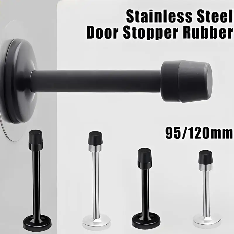 95/120mm Stainless Door Stopper Anti Collision Buffer With Screw Home Hardware Stainless Steel Door Stops Holder