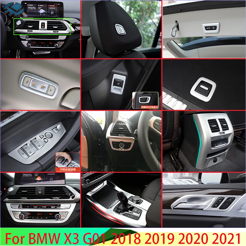 For BMW X3 G01 2018 2019 2020 2021 Car Accessories ABS Chrome Inside Interior Cover Trim Full Set 30 Pcs