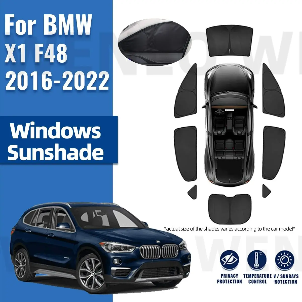 

For BMW X1 F48 2016-2020 2021 2022 Full Cover Car Sunshade Visor Front Rear Windshield Frame Curtain Side Window Sun Shade