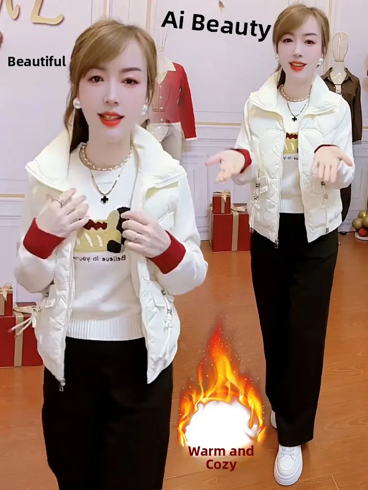 

Теплый жилет Thiened, верхняя одежда, женский, новинка 2026, осенний жилет на подкладке Fce, воротник-майка с одной пуговицей