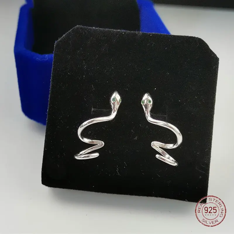 925 Sterling Silver Serpentine Earrings Without Piercings Women Personality Snake Ear Bone Clip Hiphop Rock Jewelry