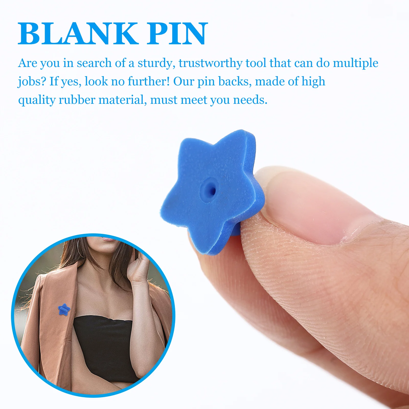 100Pcs Five-Pointed Star Brooch Pin Backs Rubber Clutches for Lapel Pins Badges Tie Tacks Jewelry Making Replacement