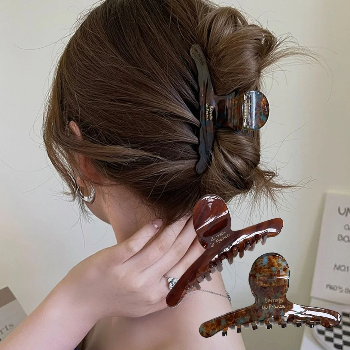 

2PCS Elegant High Grade Acetate Hair Claw for Women Temperament Decorate Lady Vintage Hair Clip Fashion Hair Accessories