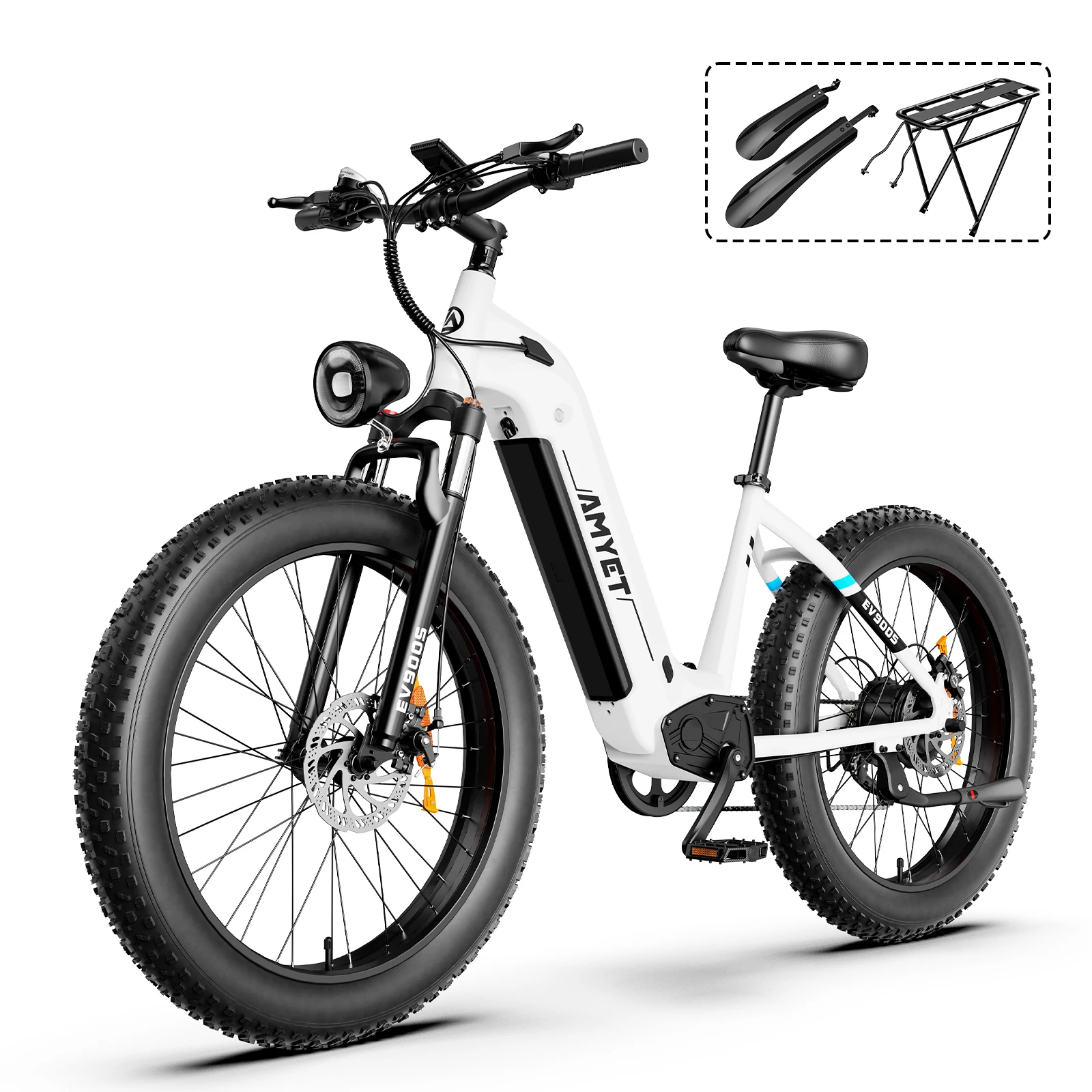 AMYET EV900S Adults Electric Bicycle, Peak 1500W Ebike with 52V/48V 20Ah Removable Battery, 32MPH&70Miles 7 Speed Electric Bike