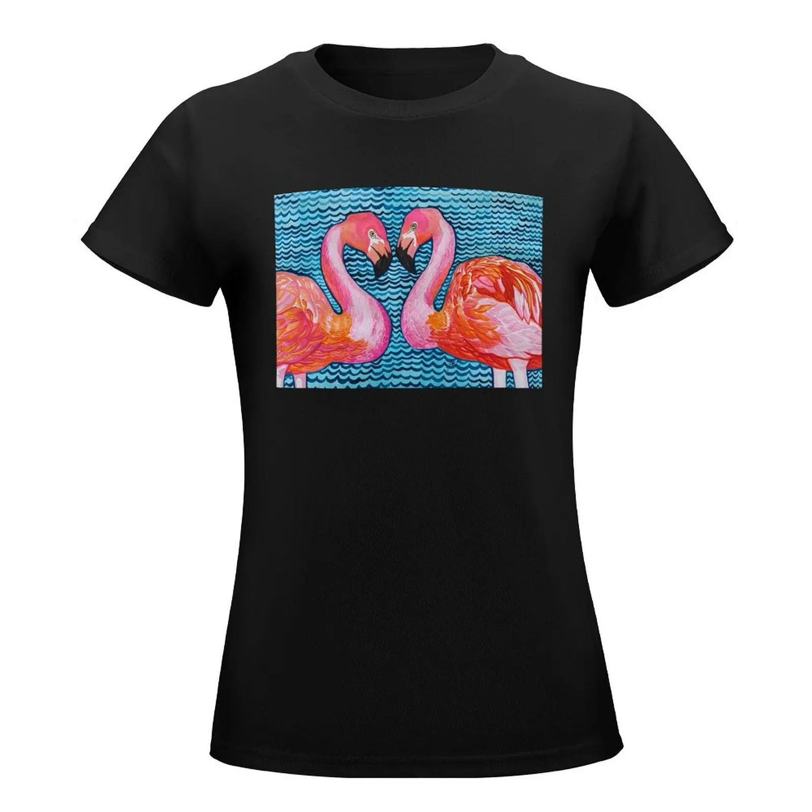 Heart of Flamingos T-Shirt cute tops tees summer clothes funnys graphic t-shirts for Women