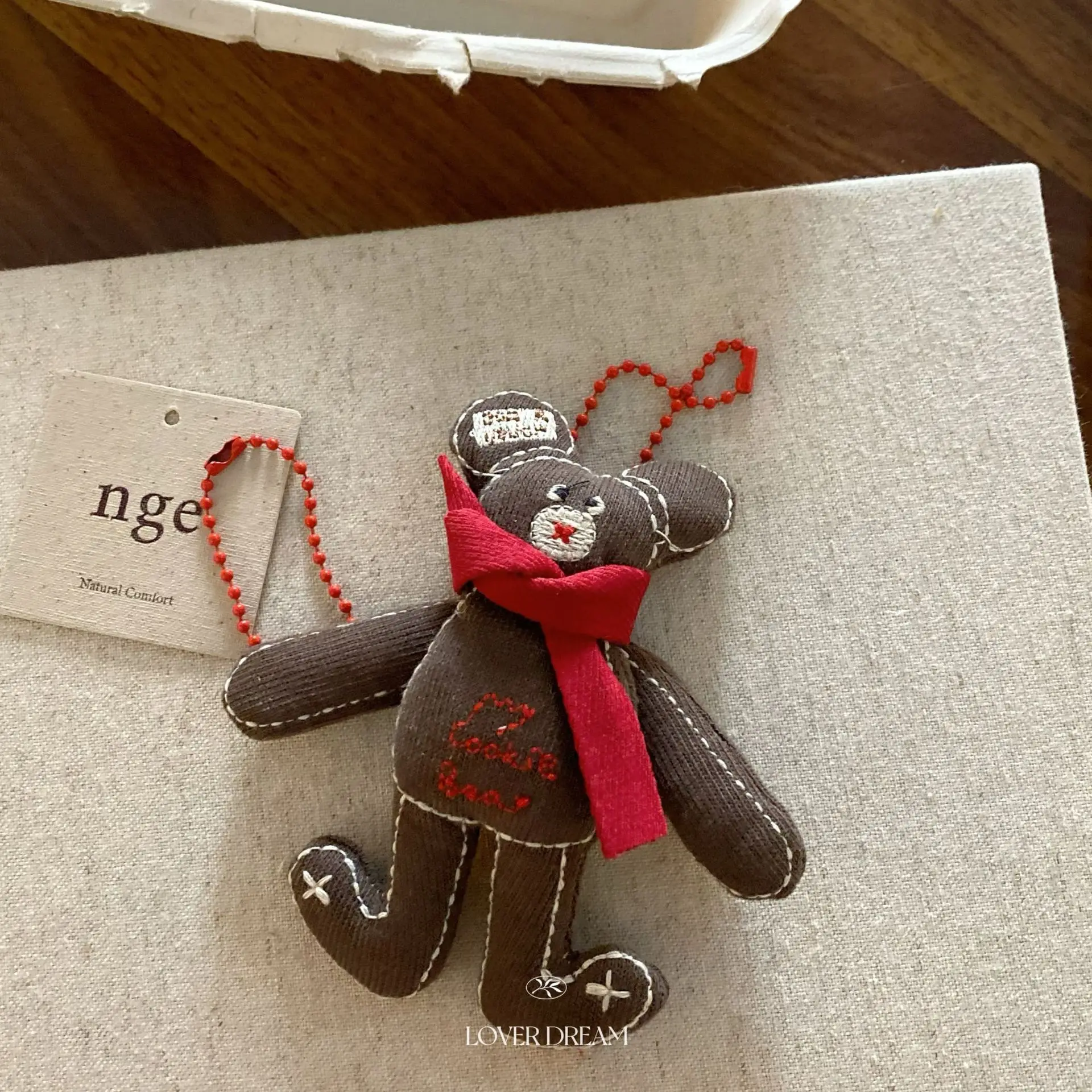 Red Plush Bear Cherry Keychain Bag Charm for Women Cute Christmas New Year Festival Soft Lightweight Non Slip Daily