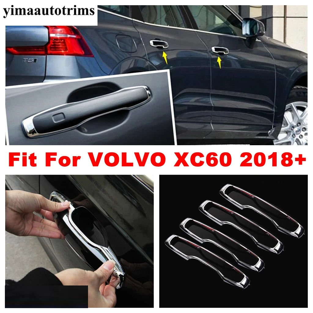 Door Handle Frame Decoration Protection Cover Trim For VOLVO XC60 2018 - 2024 ABS Chrome Exterior Accessories