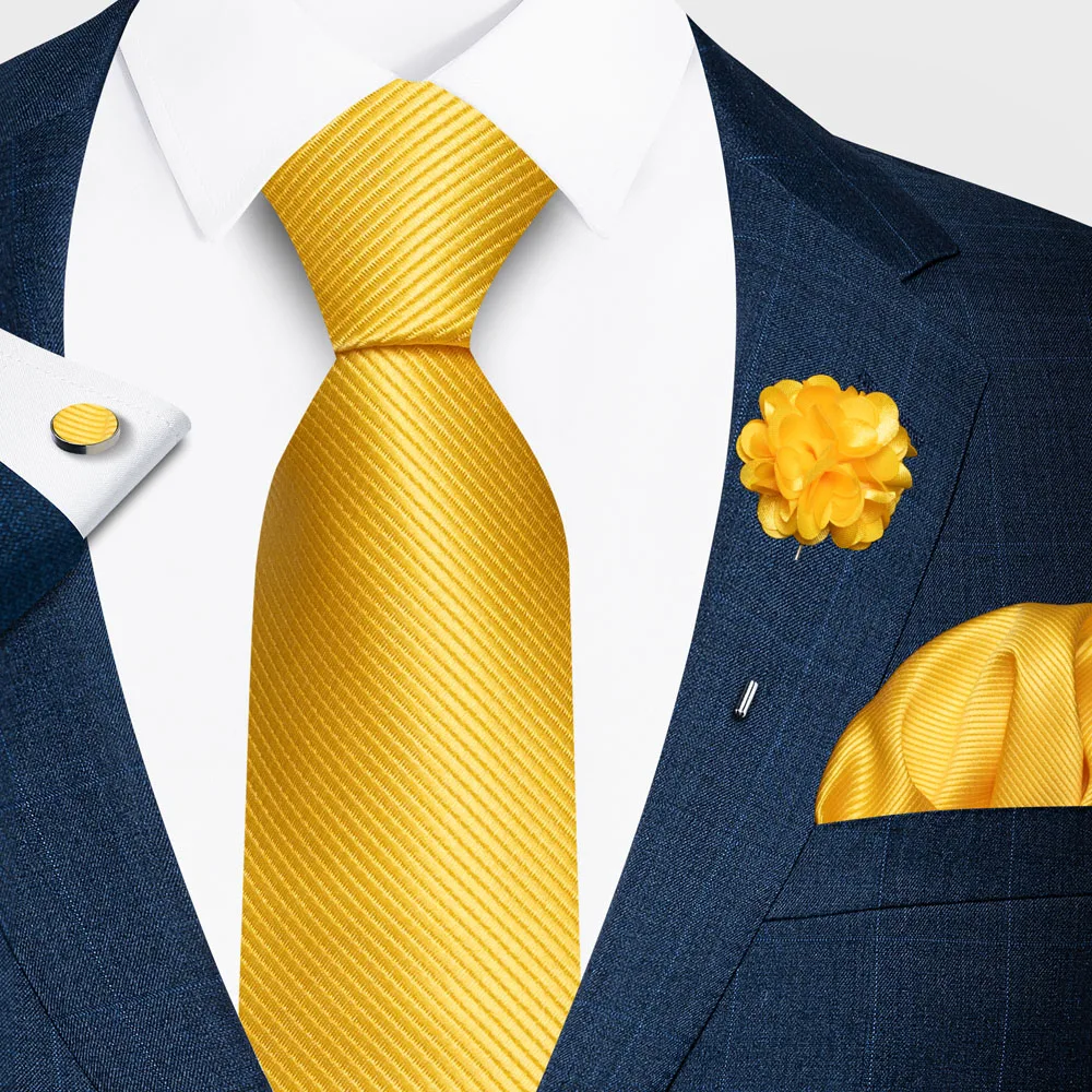Elegantes einfarbiges Herren-Krawattenset, 4-teilig, 1200-Nadel-Hochdichte, knitterarm, geeignet für Hochzeiten und Bankette, Bestseller – Detail 7