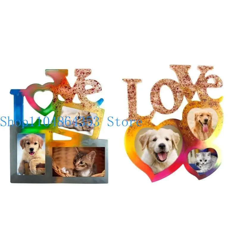 

652F эпоксидная смола DIY LOVE фоторамка украшения силиконовая форма для изготовления ювелирных изделий