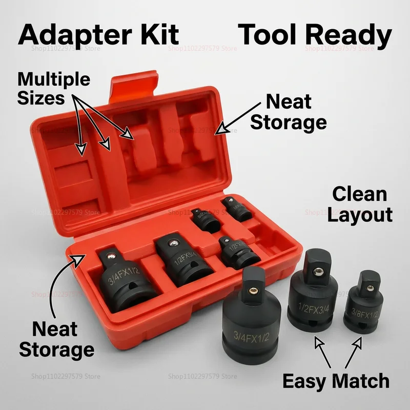 Impact Socket Wrench Adapter Set Drive Reducer Tool Kit Automotive Service Conversion for Auto Repair Garage