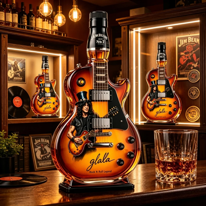 Guns N' Roses Slash Style Guitar Whiskey Decanter, Unique Shaped Liquor Bottle for Rock Fan & Whisky Enthusiast