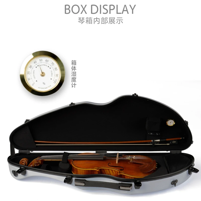 High quality violin case 4/4 FRP carbon fiber white triangle Fashion style violin parts violin accessories