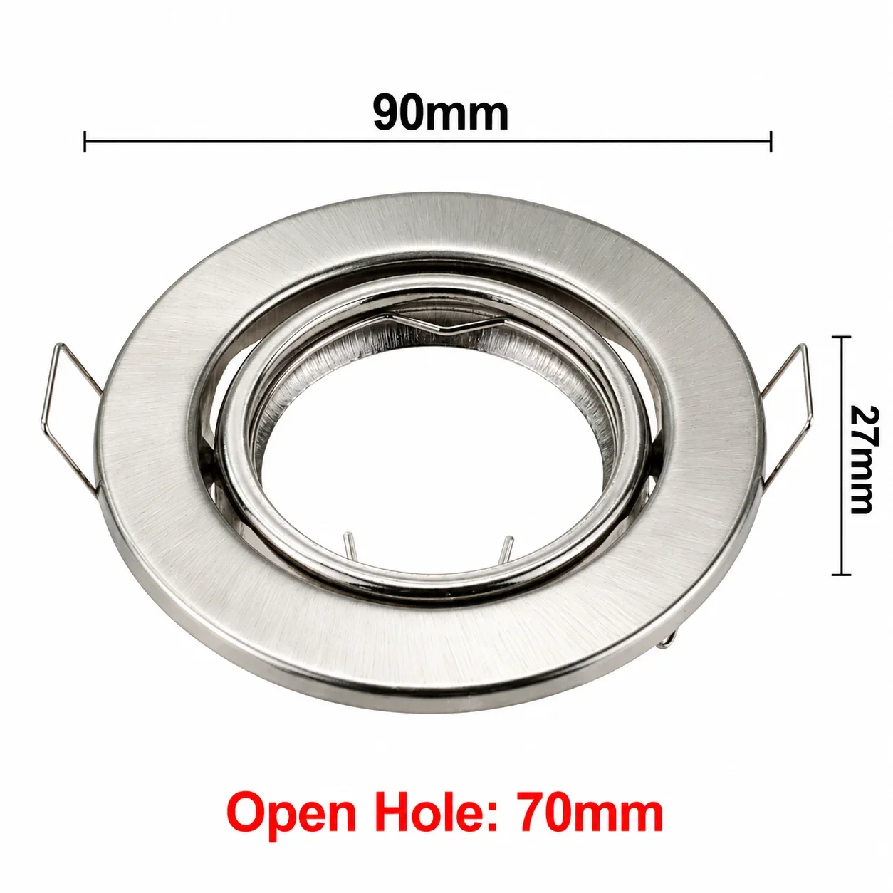 JOYINLED 10 Pack Satin Nickel Recessed Downlight Frame GU10 Spotlight Holder Round Metal Mounting Trim 30 Degree Tilt Ceiling