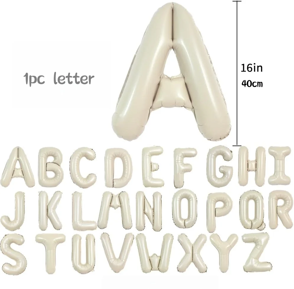 1 Stück 16 Zoll Cremeweiße Buchstaben A-Z Luftballons, Individueller Satz Mylar-Folien-Alphabet-Buchstaben DIY Personalisiertes Slogan-Banner für Geburtstag – Detail 3