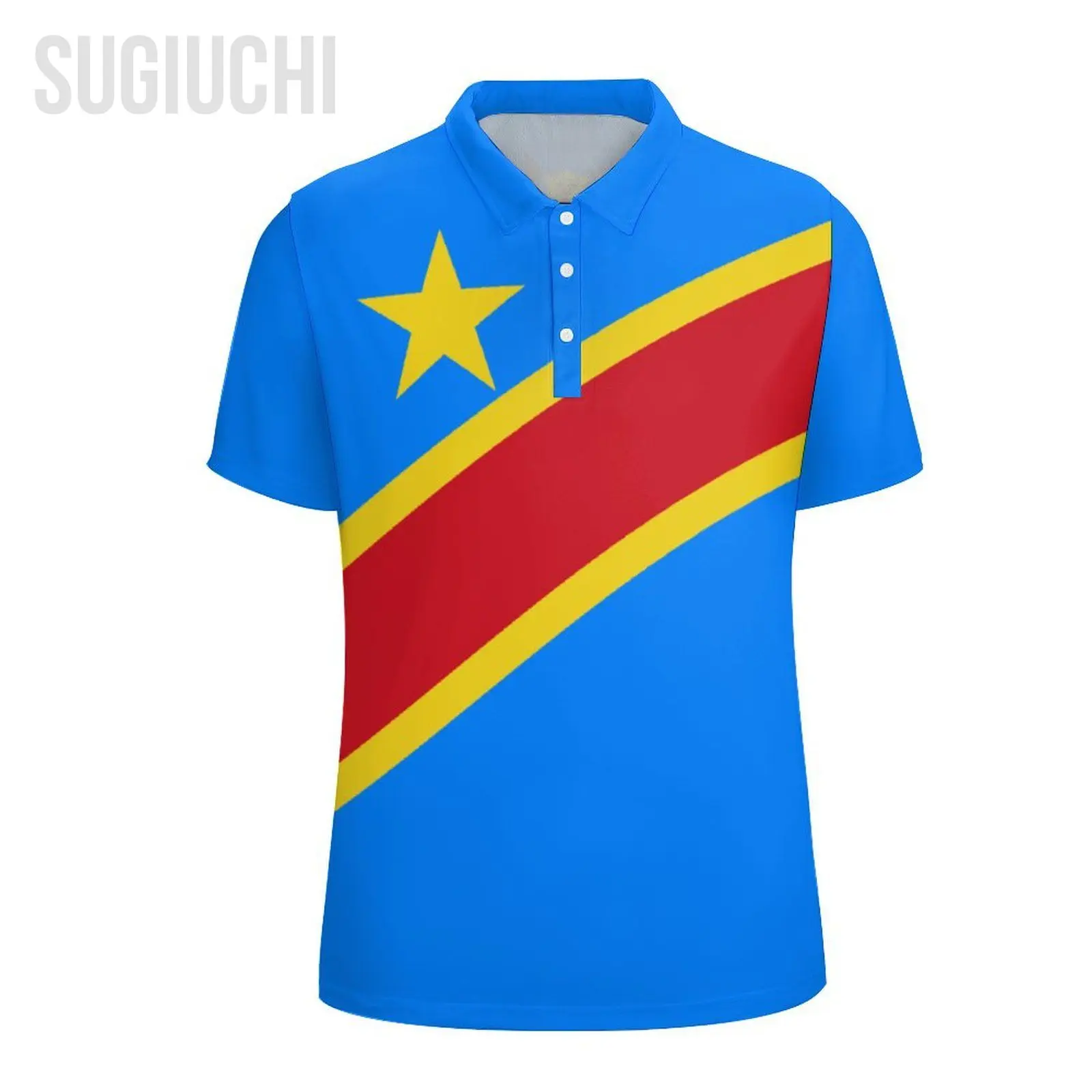 Unisex Polo Shirt Flag of Democratic Republic of Congo 7 3D Print Man Polo Fashion Clothing Tracksuits Short Sleeves