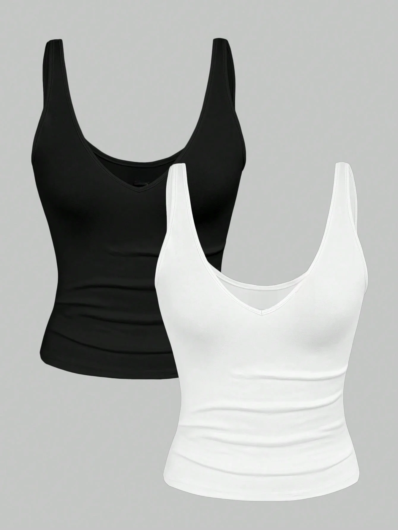 Spring/Summer/Autumn New Season Versatile Trendy Deep V-Neck Backless Tank Top Two-Piece Set
